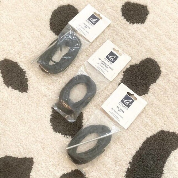 NWT Lot Sperry Black Navy Blue Leather Shoe Laces Replacement Kit Boat Shoes - Picture 2 of 6